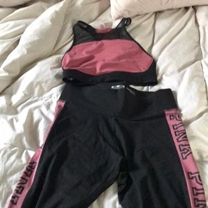 Pink ultimate leggings & sports bra